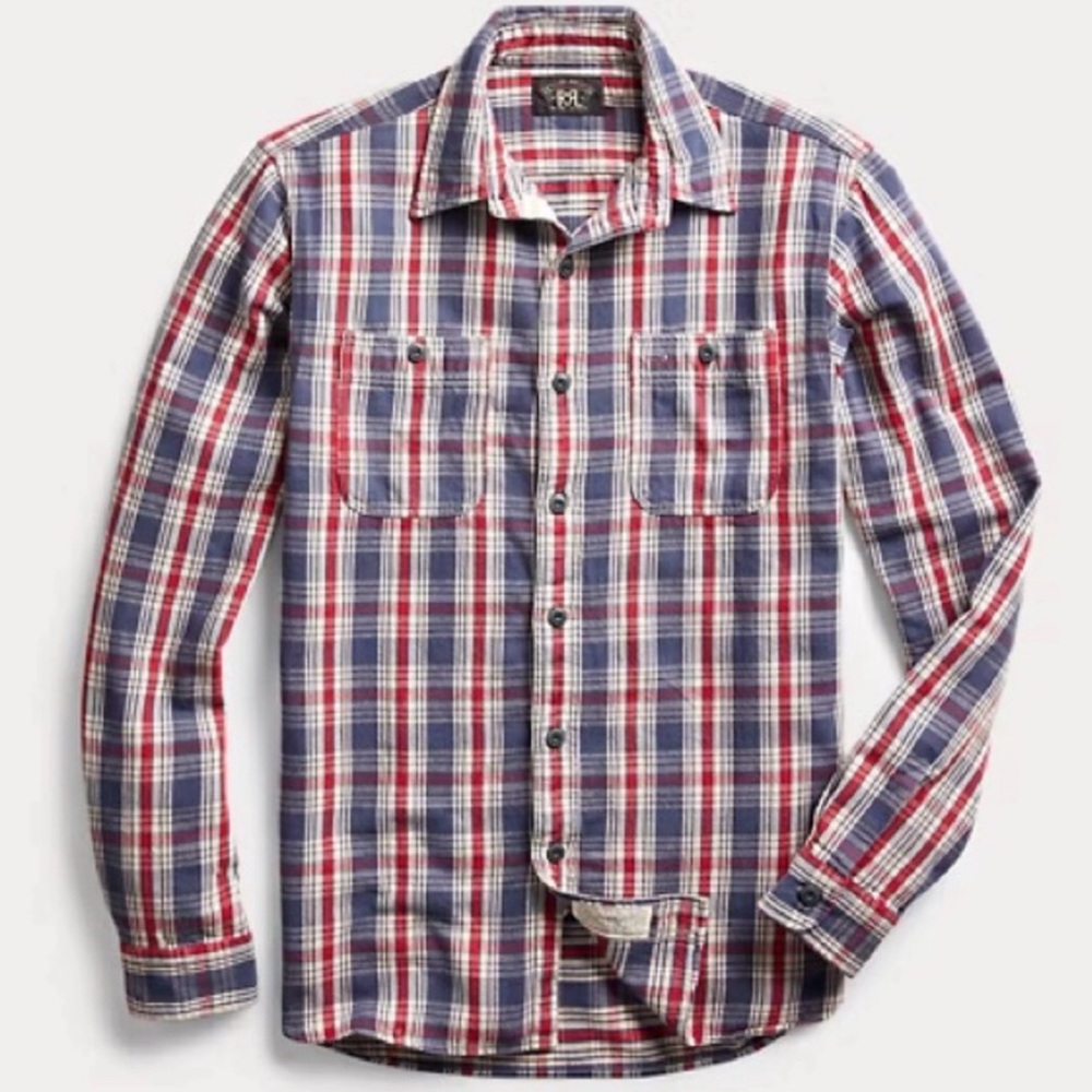 RRL Ralph Lauren Red and Blue Plaid Casual Shirt